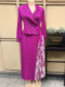 Pleated Print Tie Up Print Maxi Dress GZRF-A202