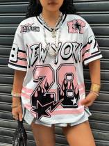 Letter Print Loose Short Sleeve T Shirts YWXS-K25L452
