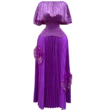 Stamped Tops Press Pleated Maxi Dress GZRF-A203