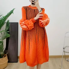 Long Sleeve Stripe Print Midi Dress GZRF-KH-0109
