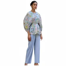 Print Tie Up Tops And Casual Pants Suit GZRF-KH-0041