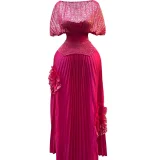 Stamped Tops Press Pleated Maxi Dress GZRF-A203