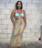 Sexy Print Sling Backless Maxi Dress YWXS-K25L395