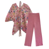 Print Tie Up Tops And Casual Pants Suit GZRF-KH-0041