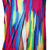 Colorful Print Off Shoulder Tube Tops Dress SH-S390584