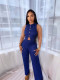 Sleeveless Solid Color Vest Two Piece Pants Set QODY-6066