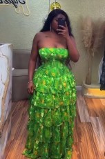 Print Sleeveless Cake Tube Tops Dress GXIN-8850