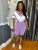 Contast Color Short Sleeve Tops Two Piece Shorts Set SH-391401