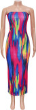 Colorful Print Off Shoulder Tube Tops Dress SH-S390584