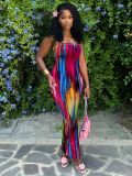 Colorful Print Off Shoulder Tube Tops Dress SH-S390584