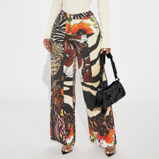 Floral Leopard Print Loose Straight Pants GSMJ-8011