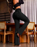 Solid Color High Waist Micro Flare Jeans GSMJ-MWFL185