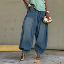 Plus Size Loose Haren Wide Leg Lantern Jeans GYLN-6078