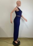 Sleeveless Solid Color Vest Two Piece Pants Set QODY-6066