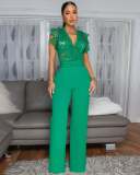 Lace Patchwork Sleeveless Wide Leg Jumpsuit OSM-4476