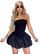 Plus Size Solid Color Sexy Tube Tops Bubble Mini Dress GYSF-1113