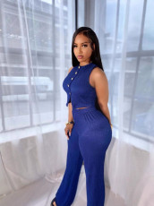 Sleeveless Solid Color Vest Two Piece Pants Set QODY-6066