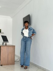 Slant Button Wide Leg Jeans GYLN-0506