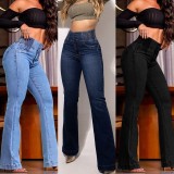 Solid Color High Waist Micro Flare Jeans GSMJ-MWFL185