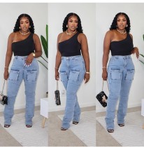 Fashion Washed Multi-pockets Pencil Jeans GSMJ-8010