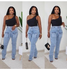 Fashion Washed Multi-pockets Pencil Jeans GSMJ-8010