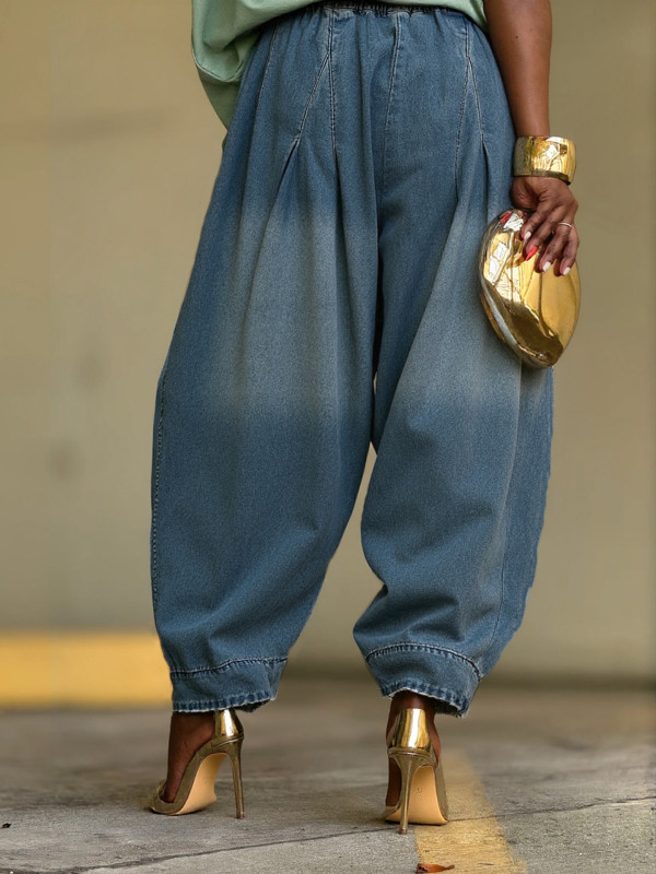 Plus Size Loose Haren Wide Leg Lantern Jeans GYLN-6078