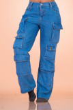 Plus Size Multi-pockets Fashion Straight Jeans GYLN-8024