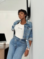 Slant Button Wide Leg Jeans GYLN-0506