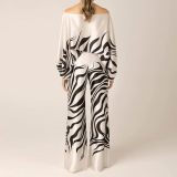 Fashion Satin Printed Loose Top Long Pants Two Piece Set SHD-9713