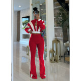 Long Sleeve Color Block Two Piece Pants Set FOSF-8811