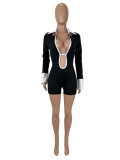 Sexy Lapel Hollow Out Backless Romper SHD-9724
