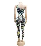 Sexy Single Shoulder Print Jumpsuit GFCF-1368