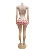 Cherry Print Camisole Tops Skirt Set GFCF-1379