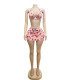 Cherry Print Camisole Tops Skirt Set GFCF-1379