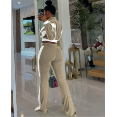 Long Sleeve Color Block Two Piece Pants Set FOSF-8811