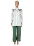 Casual Print Long Sleeve Shirt Pants Suit SHD-9753
