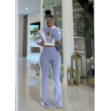 Long Sleeve Color Block Two Piece Pants Set FOSF-8811