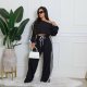 Solid Color Loose Ribbon Two Piece Pants Set OD-8746