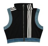 Sleeveless Patchwork Stripe Denim 2 Piece Pants Set AIL-322