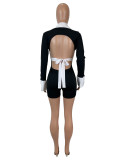 Sexy Lapel Hollow Out Backless Romper SHD-9724