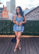 Denim Washed Blue Diamond Halter Mini Dress OD-8745