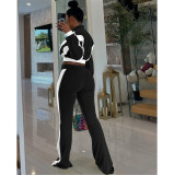 Long Sleeve Color Block Two Piece Pants Set FOSF-8811