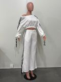 Solid Color Loose Ribbon Two Piece Pants Set OD-8746