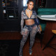 Mesh Print Long Sleeve Slim Two Piece Pants Set SHD-9722