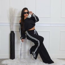 Solid Color Loose Ribbon Two Piece Pants Set OD-8746