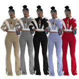 Long Sleeve Color Block Two Piece Pants Set FOSF-8811