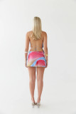 Sexy Print Single Shoulder Backless Skirt Suit SHD-9747