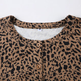 Leopard Print Long Sleeve Knits Two Piece Pants Set GPKJ-KJ23571