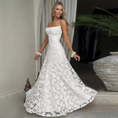 Solid Color Lace Sling Slim Maxi Dress GPKJ-KJ37772