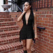 Irregular Deep V Neck MIni Dress GPKJ-KJ24372